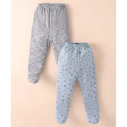 OHMS Single Jersey Knit Full Length Bootie Leggings with Dino Print Pack of 2 - Multicolour-picture-32