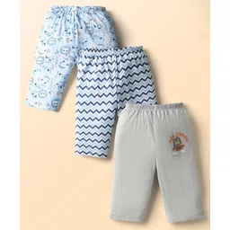 OHMS Single Jersey Knit Full Length Lounge Pant With Animal Print Pack Of 3 - Blue Grey & Light Blue-picture-25