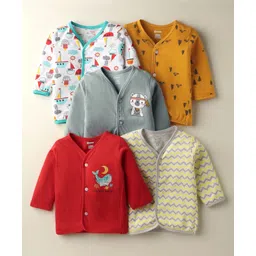 OHMS Single Jersey Knit Full Sleeves Jhablas with Nautical Theme Print Pack of 5 - Multicolor-image-30