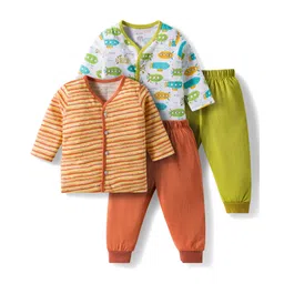 OHMS Single Jersey Knit Full Sleeves Night Suit with Stripes & Submarine Print Pack of 2 - Green & Brown-picture-14