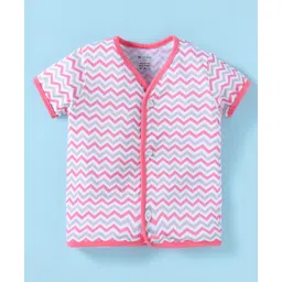 OHMS Single Jersey Knit Half Sleeves Jhabla with Stripes - Pink-image-14