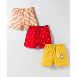 OHMS Single Jersey Knit Knee Length Shorts with Star Print & Stripes Pack of 3 - Multicolor-picture-15