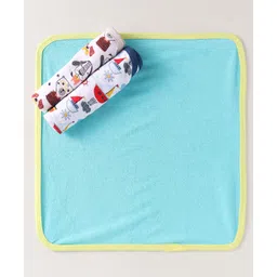 OHMS Terry Knit Towel & Wrappers with Animal & Nautical Theme Print L 41 x B 39 cm Pack of 3 - Multicolor-picture-17