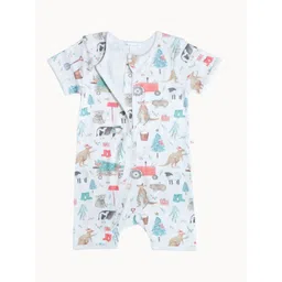 Ohmybebe Infant Boys Printed Pure Organic Cotton Romper With Headband-picture-40