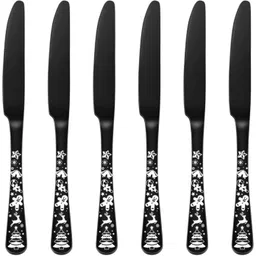 oicia Black Dinner Knives Set, Durable Table Knives Set, Butter Knife, Cutlery Knife Stainless Steel Steak Knife Set image 1