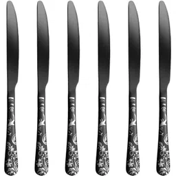 oicia Black Butter Knife for Kitchen, Dinner Knives, Table Knives, Cutlery Knives Stainless Steel Steak Knife Set-picture-16