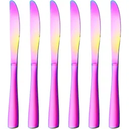 oicia Rainbow Steak Meat Knives, Butter Spreader Knife, Dinner Knife, Jam Spreader Stainless Steel Table Knife Set-picture-17