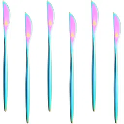 oicia Rainbow Dinner Knives, 9.1 Inch Butter Spreader Knife, Table Knives fine dining Stainless Steel Steak Knife Set image 1