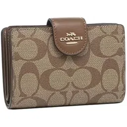 oigatsuo Women's Bi-Fold Wallet Luxury Signature Leather Medium Corner Zip Wallet Mail Order L-Shaped Wallet Wallet, Khaki x Saddle-picture-35