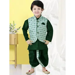 OJ TREND Kids green party/ethnic wear dhoti kurta set for boys with waistcoat-picture-11