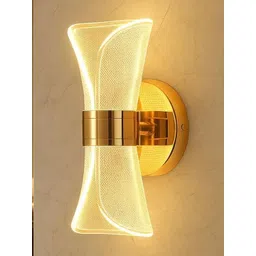 OJIT LIGHT DECORATION Gold-Toned & Gold-Toned Textured Metal Contemporary Abstract Shaped Shaped Wall Lamp-picture-35