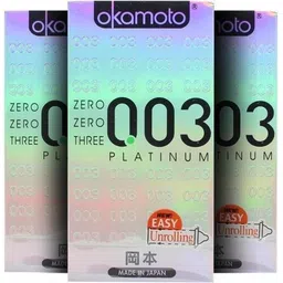 okamoto 003 Platinum Almost Nothing Condoms ( 10X3=30 ) No.1 Brand In Japan Condom image 1