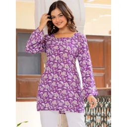 OKARA Women Square Neck Floral Print Cotton Kurtis-picture-21