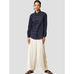 Okhai Puddle Indigo Blue Pure Cotton Hand Embroidered Shirt-picture-24