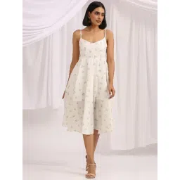 Okhai Savage White Pure Cotton Printed A-Line Dress-picture-25