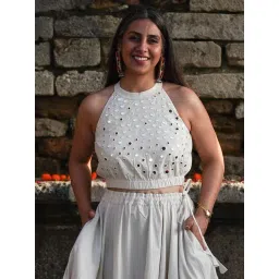 Okhai White Pure Cotton Hand Embroidered Blouse-picture-27