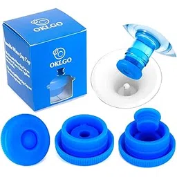 OKLGO 5 Gallon Water Jug Cap Reusable - Non-Spill 55mm Bottle Water Dispenser Caps,Silicone Replacement Cap Lids Anti Splash 3 Pack-picture-25