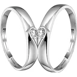 okos Cz Jewellery Rhodium Plated Adjustable Solitaire Couple Ring For Men And Women CO1000208C-picture-21