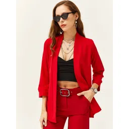 Olalook Women Solid Longline Open Front Jacket-picture-32