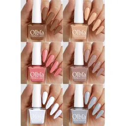 olbia Nail Polish Combo | Long Wear, Quick Dry Nail Paint (Just Say Yess) Mouse Brown, Nude, Mauve, Peach Pink, White, Dark Grey-picture-12