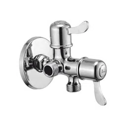 Oleanna Magic Brass Silver Chrome Finish 2 in 1 Angle Valve with Wall Flange-picture-32