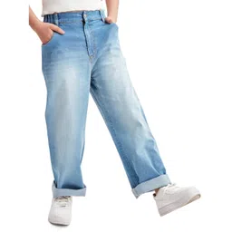 Olele Cotton Denim Washed Relaxed Fit Jeans - Blue-picture-40