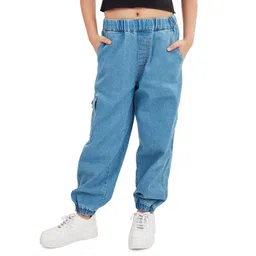 Olele Cotton Denim Woven Solid Baggy Fit Jeans - Blue-picture-32