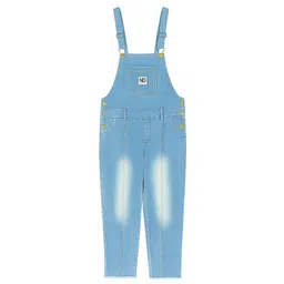 Olele Denim Woven Sleeveless Nd Text Patch Detailed Washed Dungaree - Blue-picture-28