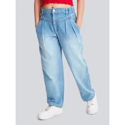 Olele Girls Cotton Denim Front Yoke Retro Stretchable Jeans Pant-picture-18