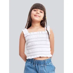 Olele Girls Pure Cotton Smocked Crop Top-picture-41