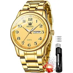 olevs Mens Wrist Watch Green Big Face Luxury Dress Stainless Steel Analog Quartz Waterproof Chain Watch for Men Date-picture-43