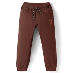 Olio Kids Cotton Woven Full Length Solid Color Trouser - Wine-picture-15