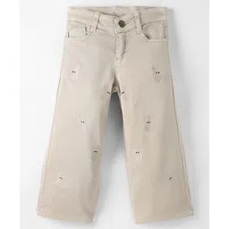 Olio Kids Cotton Woven Full Length Trouser with Bunny Embroidery - Khaki-picture-21