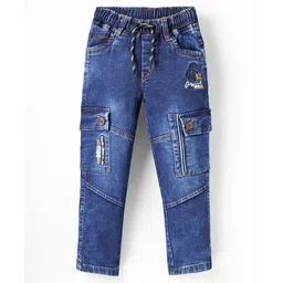 Olio Kids Denim Woven Full Length Solid Color Jeans - Royal Blue-picture-30