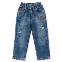Olio Kids Denim Woven Full Length Solid Colour Flared Jeans - Navy Blue-picture-23