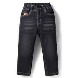 Olio Kids Denim Woven Full Length Solid Colour Jeans - Black-picture-25