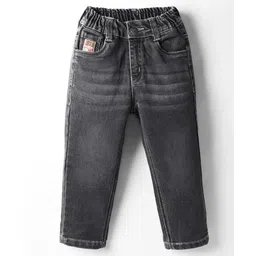 Olio Kids Denim Woven Full Length Solid Colour Jeans - Grey-picture-35