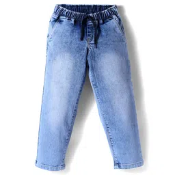 Olio Kids Denim Woven Full Length Solid Colour Jeans - Light Blue-picture-38