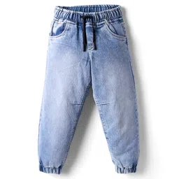Olio Kids Denim Woven Full Length Solid Colour Jeans - Light Blue-picture-13