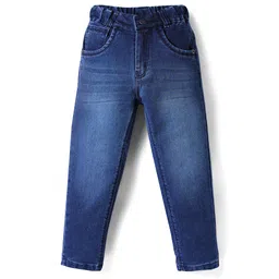 Olio Kids Denim Woven Full Length Solid Colour Jeans - Navy Blue-picture-22