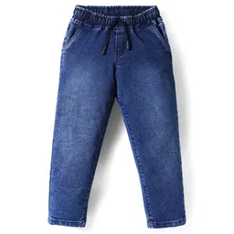 Olio Kids Denim Woven Full Length Solid Colour Jeans - Navy Blue-picture-10