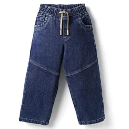 Olio Kids Denim Woven Full Length Solid Coloured Cut & Sew Jeans - Blue-picture-27