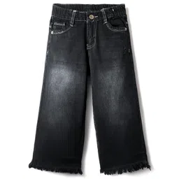 Olio Kids Denim Woven Full Length Solid Coloured Jeans - Black-picture-36