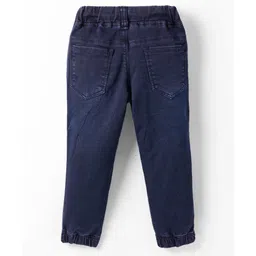 Olio Kids Woven Full Length Solid Denim Jeans - Navy Blue image 2