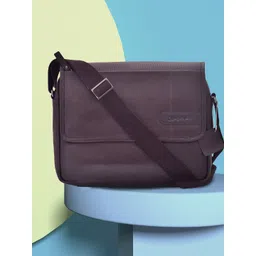 OLIVE MIST Unisex Brown & Black Leather 14 Inch Laptop Bag-picture-32