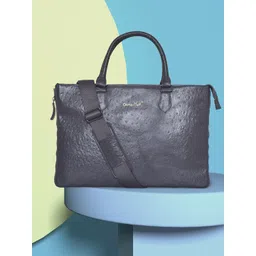 OLIVE MIST Unisex Grey Textured Leather Laptop Bag-picture-20