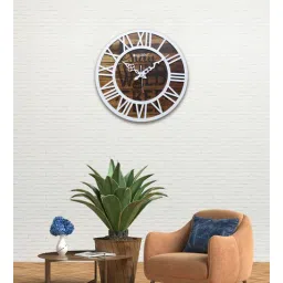 olive tree Adalira Brown & White Engineered Wood Wall Clock-picture-21