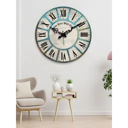 OLIVE TREE Beige & Black Printed Wooden Round Shaped Contemporary Analogue Wall Clock-picture-32