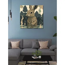 OLIVE TREE Beige & Blue Canvas Birds and Animals Painting Wall Art-picture-41