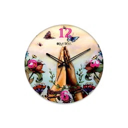 OLIVE TREE Beige & Blue Floral Printed Analogue Contemporary Wall Clock-picture-25